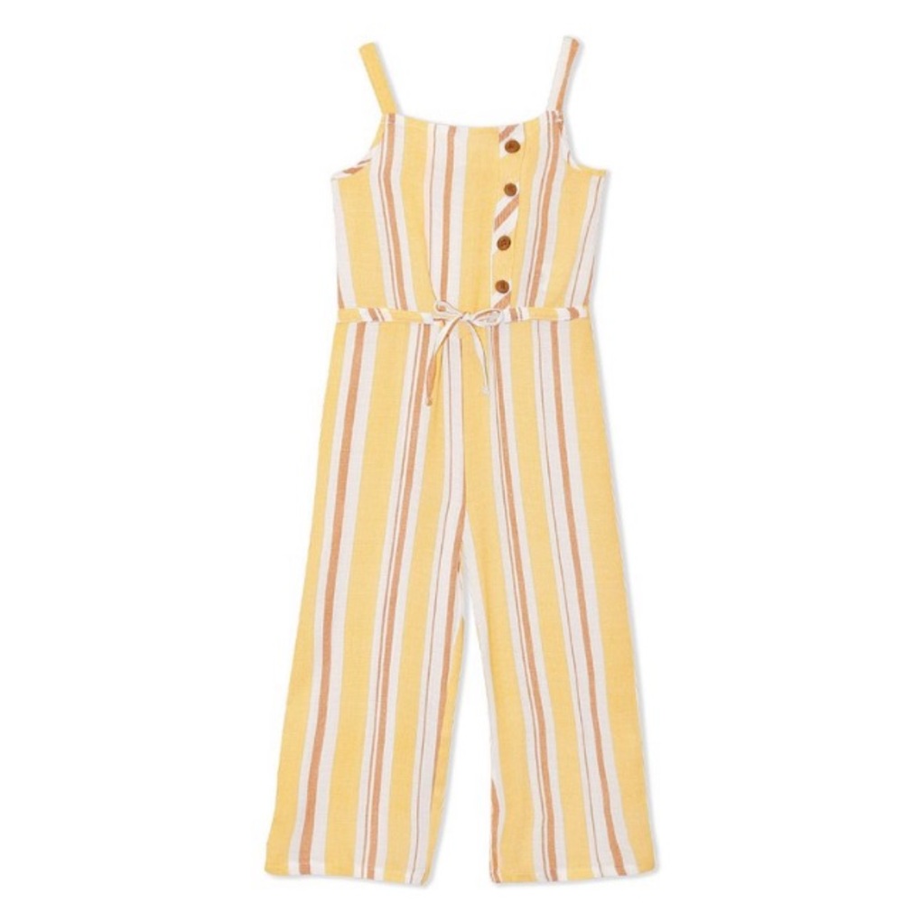 Sunset Sky Yellow Stripe Button Front Jumpsuit Girl’s Size 5 & 6